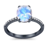 Art Deco Oval Natural Stone Wedding Ring