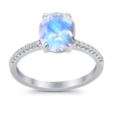 Art Deco Oval Natural Stone Wedding Ring