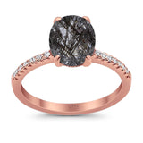 Art Deco Oval Natural Stone Wedding Ring