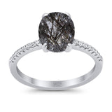 Art Deco Oval Natural Stone Wedding Ring