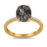 Art Deco Oval Natural Stone Wedding Ring