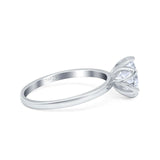 Floral Round Natural Stone Solitaire Ring