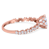 Art Deco Round Natural Stone Wedding Ring