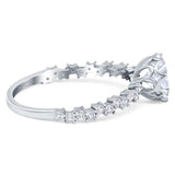 Art Deco Round Natural Stone Wedding Ring