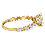 Art Deco Round Natural Stone Wedding Ring