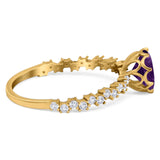 Art Deco Round Natural Stone Wedding Ring