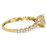 Art Deco Round Natural Stone Wedding Ring