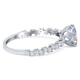 Art Deco Round Natural Stone Wedding Ring