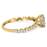 Art Deco Round Natural Stone Wedding Ring