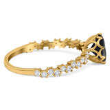 Art Deco Round Natural Stone Wedding Ring