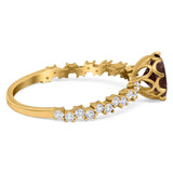 Art Deco Round Natural Stone Wedding Ring