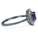 Art Deco Round Natural Stone Halo Ring