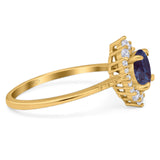 Art Deco Round Natural Stone Halo Ring