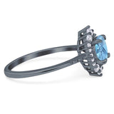 Art Deco Round Natural Stone Halo Ring