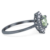 Art Deco Round Natural Stone Halo Ring