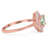 Art Deco Round Natural Stone Halo Ring