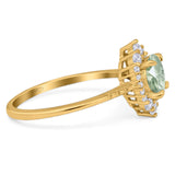 Art Deco Round Natural Stone Halo Ring