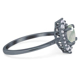 Art Deco Round Natural Stone Halo Ring