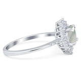 Art Deco Round Natural Stone Halo Ring