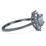 Art Deco Round Natural Stone Halo Ring