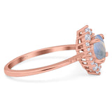 Art Deco Round Natural Stone Halo Ring