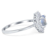 Art Deco Round Natural Stone Halo Ring