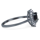 Art Deco Round Natural Stone Halo Ring