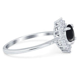 Art Deco Round Natural Stone Halo Ring