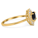 Art Deco Round Natural Stone Halo Ring