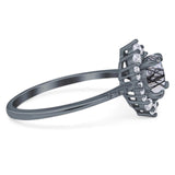 Art Deco Round Natural Stone Halo Ring