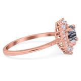 Art Deco Round Natural Stone Halo Ring