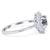 Art Deco Round Natural Stone Halo Ring