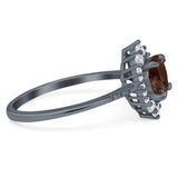 Art Deco Round Natural Stone Halo Ring