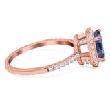 Art Deco Oval Natural Stone Halo Ring