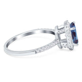 Art Deco Oval Natural Stone Halo Ring