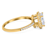 Art Deco Oval Natural Stone Halo Ring