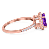 Art Deco Oval Natural Stone Halo Ring