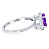 Art Deco Oval Natural Stone Halo Ring