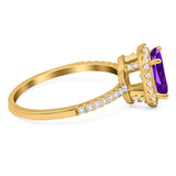 Art Deco Oval Natural Stone Halo Ring