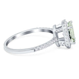 Art Deco Oval Natural Stone Halo Ring