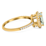 Art Deco Oval Natural Stone Halo Ring