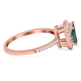 Art Deco Oval Natural Stone Halo Ring