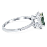 Art Deco Oval Natural Stone Halo Ring