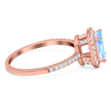 Art Deco Oval Natural Stone Halo Ring