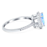 Art Deco Oval Natural Stone Halo Ring