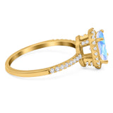 Art Deco Oval Natural Stone Halo Ring