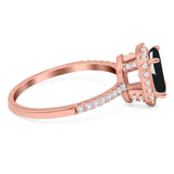 Art Deco Oval Natural Stone Halo Ring