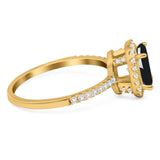 Art Deco Oval Natural Stone Halo Ring