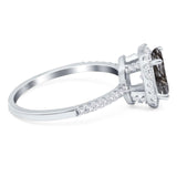 Art Deco Oval Natural Stone Halo Ring