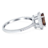 Art Deco Oval Natural Stone Halo Ring